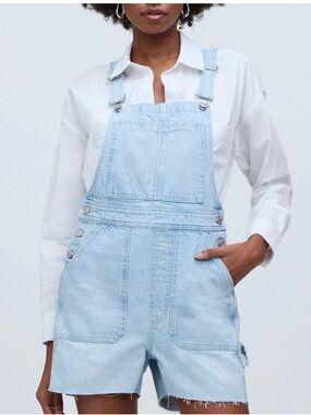 Madewell denim oversized carpenter shortalls in chapin